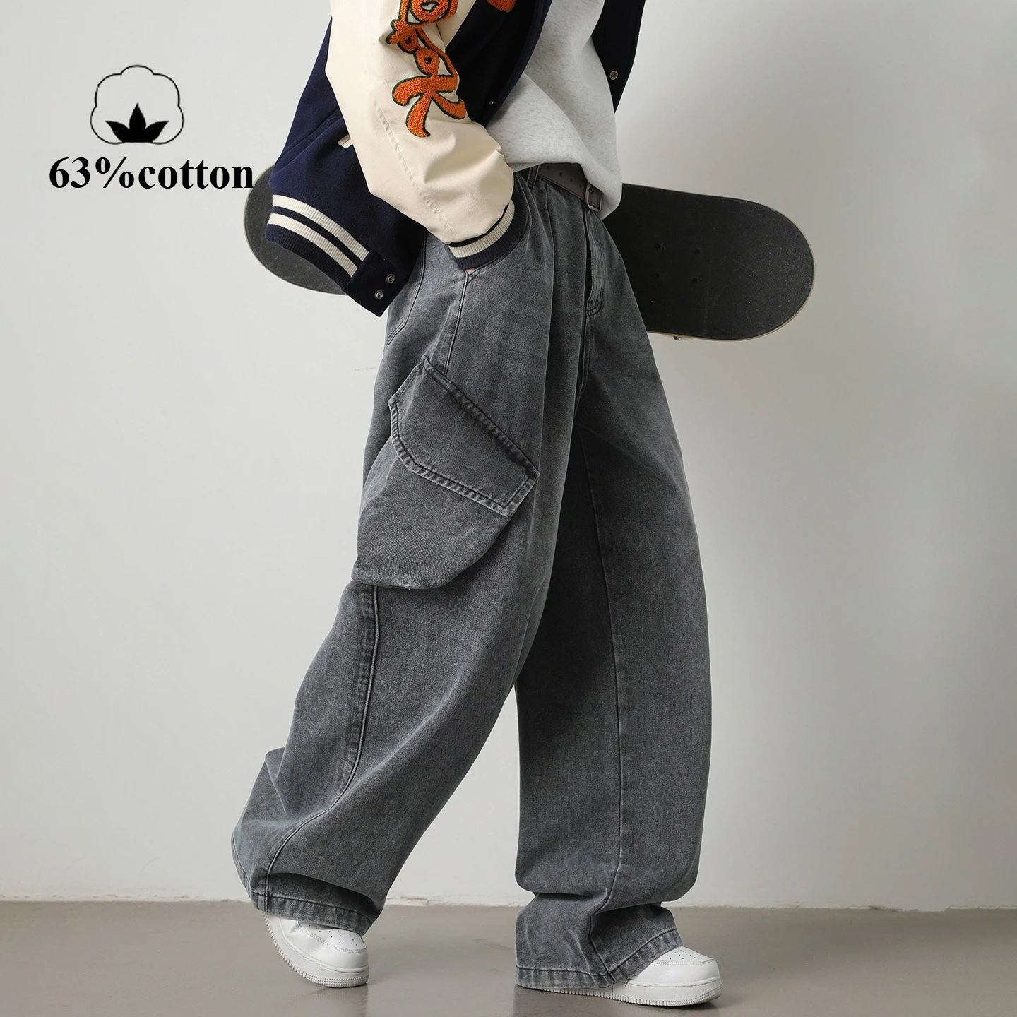 

Men's Workwear Jeans Elastic Waist Streetwear Cargos | Autumn Loose Fit Straight-Leg Tactical Pants