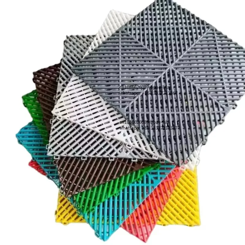 Rigid Modular Colorful Interlocking PP Garage Floor Tiles Plastic Garage Flooring  for Car Detailing Shop Workshop
