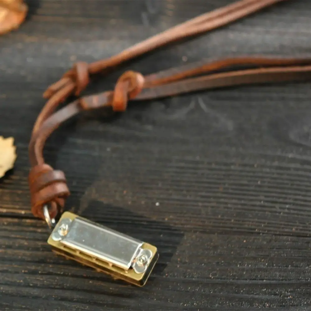 

Personalized Retro Leather Mini Harmonica Necklace Creative Jewelry