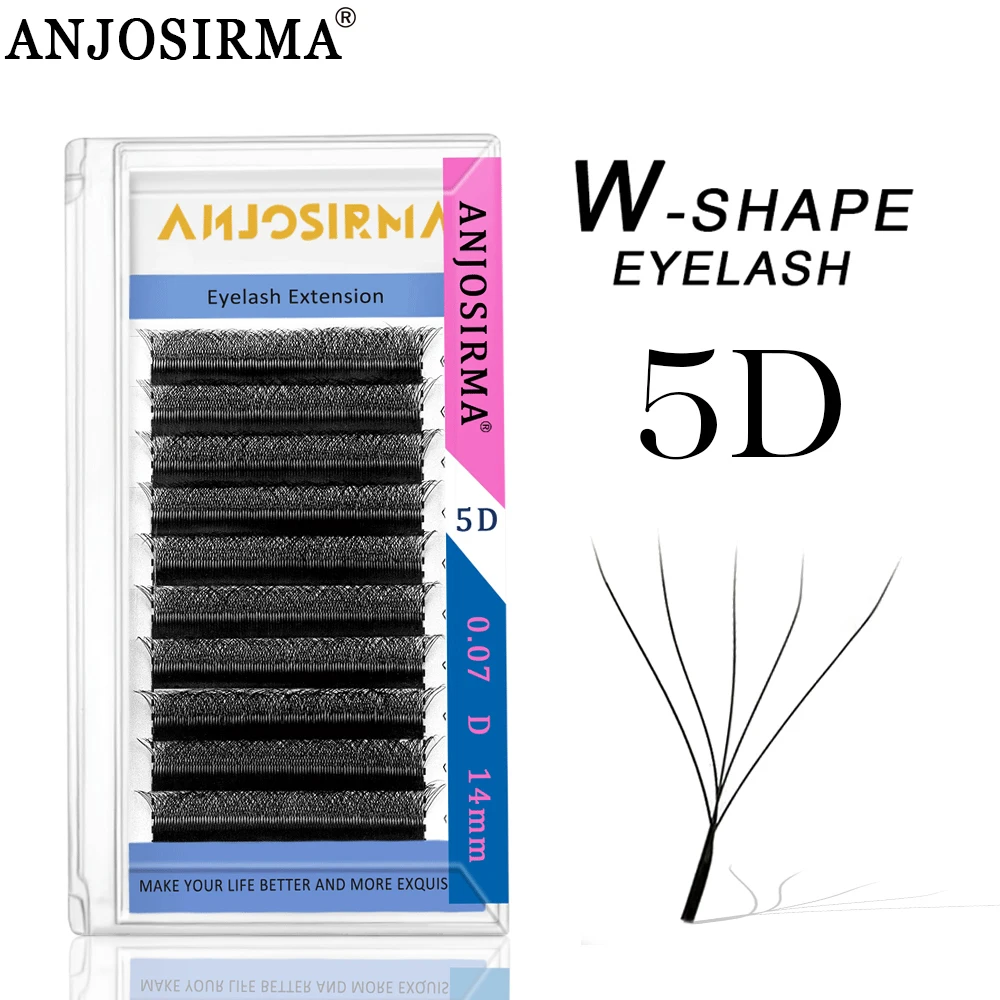 ANJOSIRMA 5D W kształcie litery L Curl przedłużanie rzęs automatyczne kwitnienie naturalne miękkie sztuczne rzęsy z norek wstępnie przygotowane wentylatory objętościowe