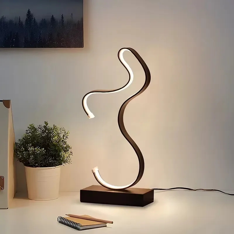 Futuristic Spiral Farmhouse LED Desk Lamp Flexible Stepless Dimming Simple Study Office Night Light