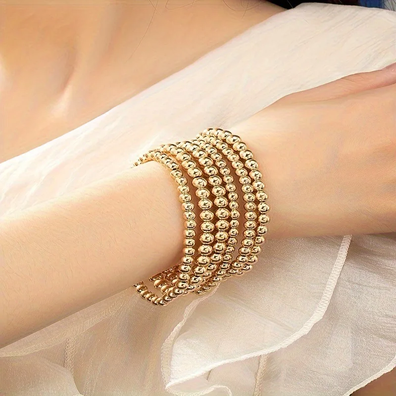bracelet for beads for Women Stretch Bracelets Copper Beads 18 K Waterproof Jewelry Pulseras Femme