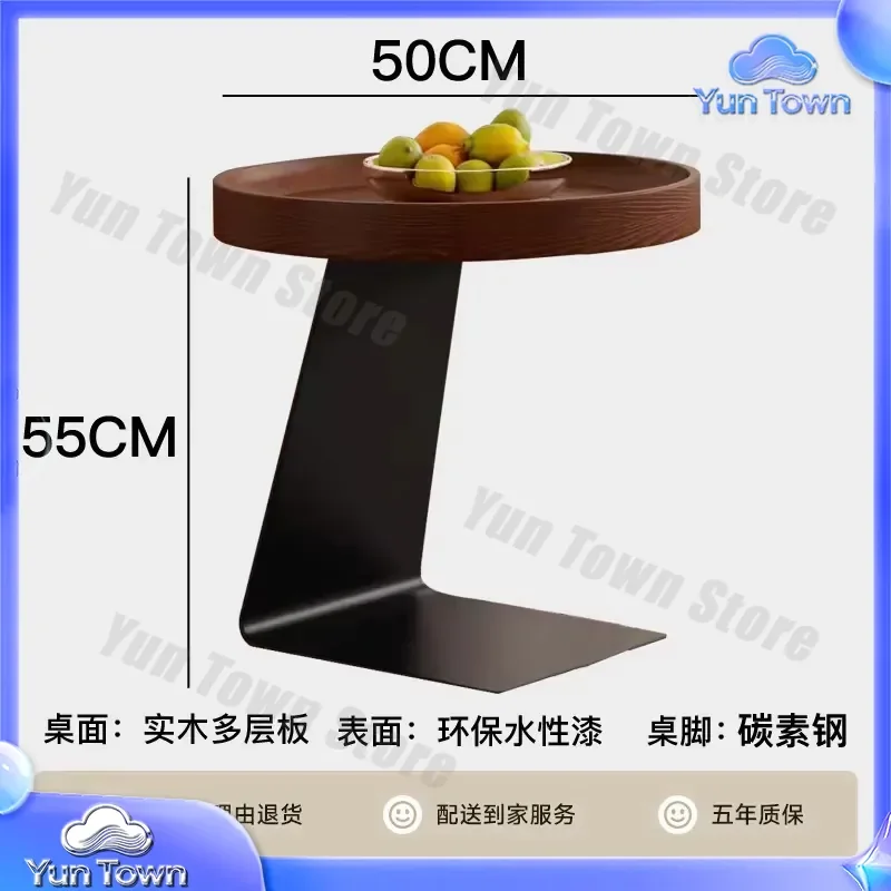 for Italian coffee table solid wood round tea table small apartment combination simple retro style designer living room sofa