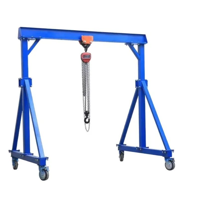 Knock Down Portable Beam Gantry Crane With Height Adjustable Legs And Swivel Casters For Construction Site Material Handling Use