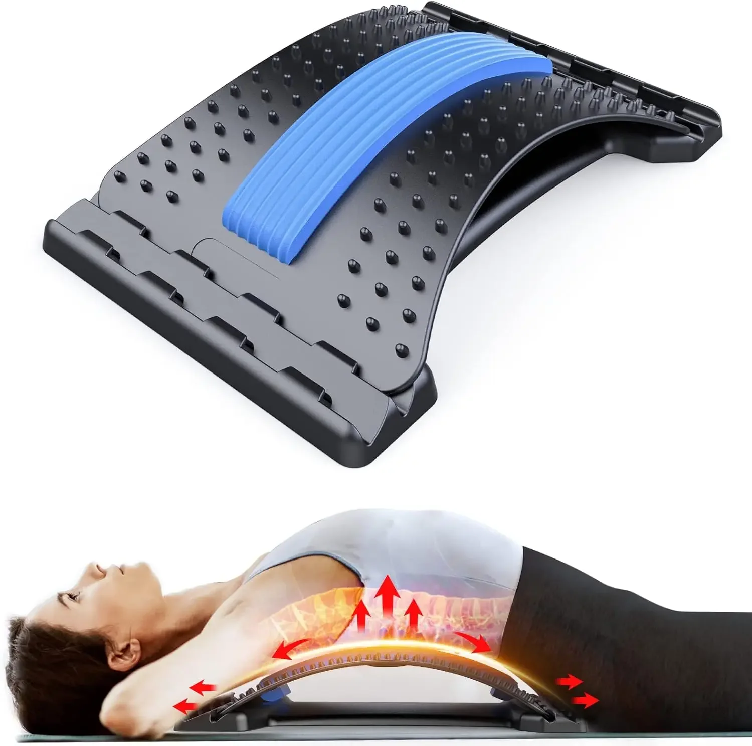

Back Stretcher for Lower Back Pain Relief 4 Level Adjustable Lumbar Cracker Board Stretching Device for Scoliosis Sciatica