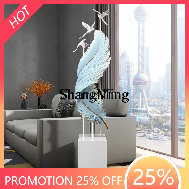 

CL TV cabinet light luxury feather floor ornament large entrance home accessories