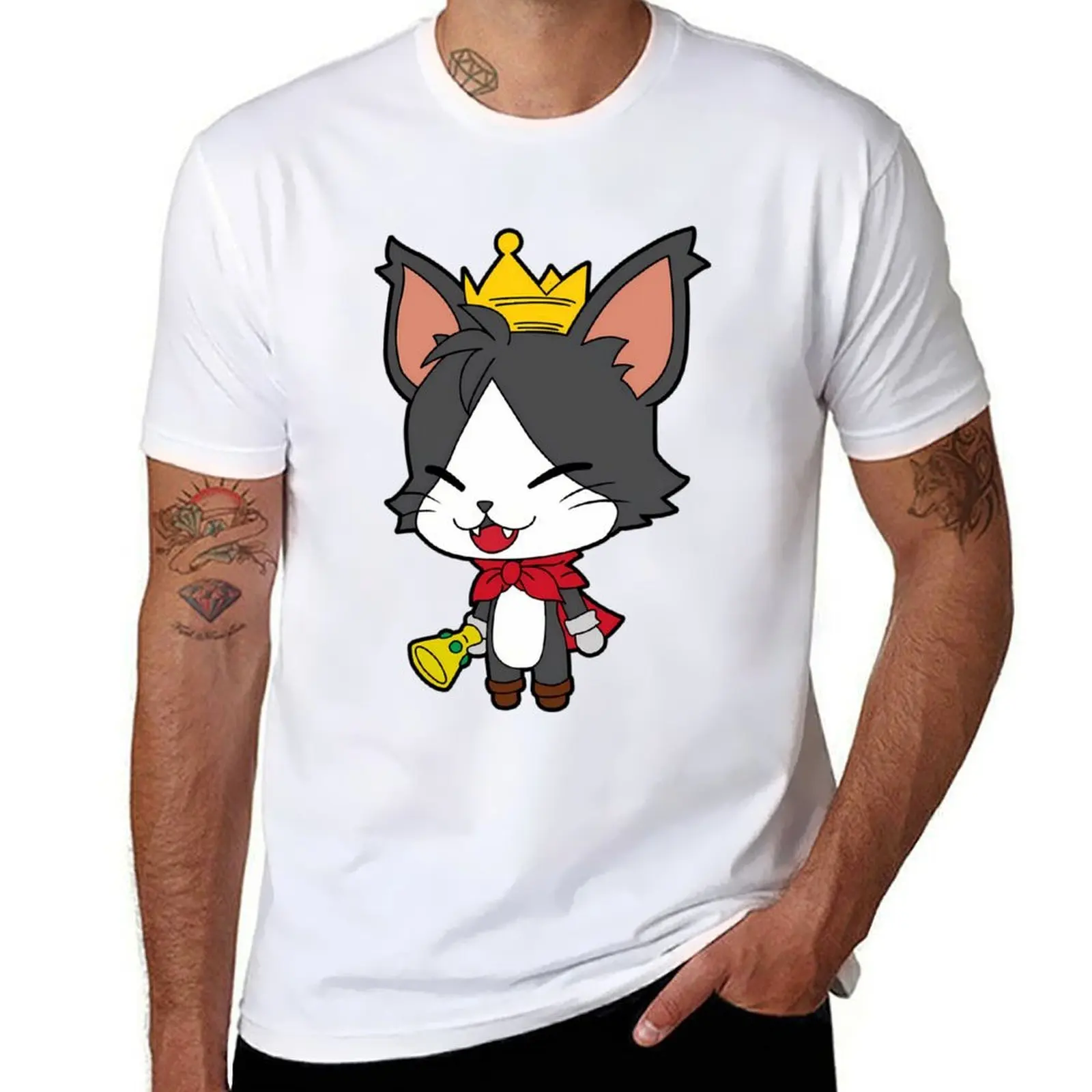 

Cute Cait Sith T-Shirt t shirt man casual t shirt men 100% cotton luxury brand T-Shirt