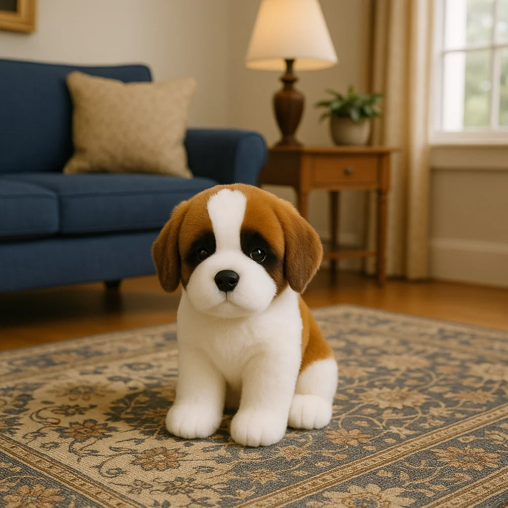 ตุ๊กตาสุนัขเซนต์เบอร์นาร์ดเหมือนจริง ขนาด 11.8 นิ้ว - ตุ๊กตาจำลองนุ่มพิเศษ ของขวัญสำหรับเด็ก ของสะสม ของตกแต่ง