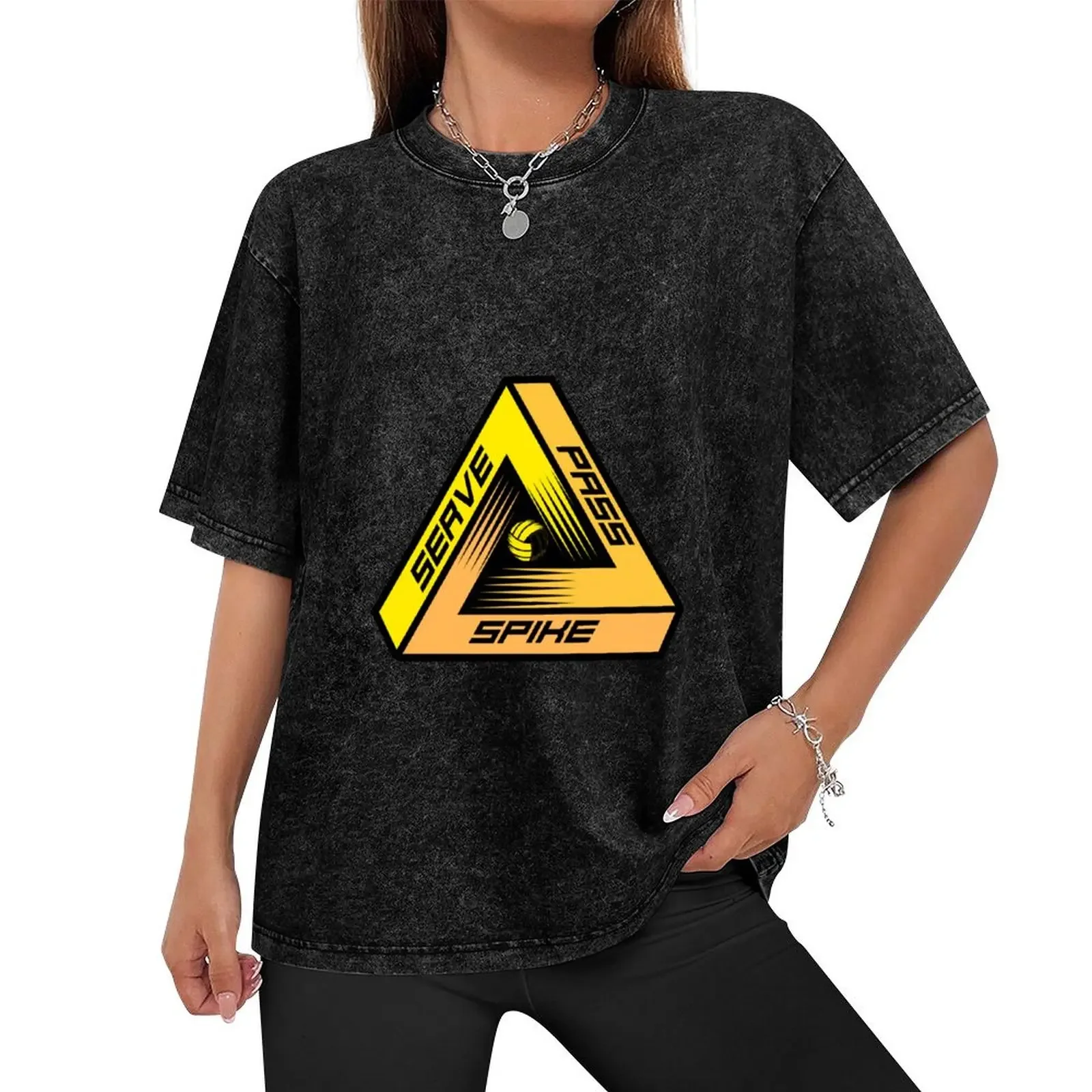 Serve, Pass, Spike Triangle T-Shirt Blouse tops cheap stuff sweat funny t shirts for men