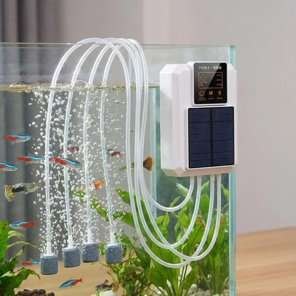 Super Silent Solar Oxygen Pump Large Air Volume Water Proof Fishing Oxygen Pump High Air Flow Real-time Power Display