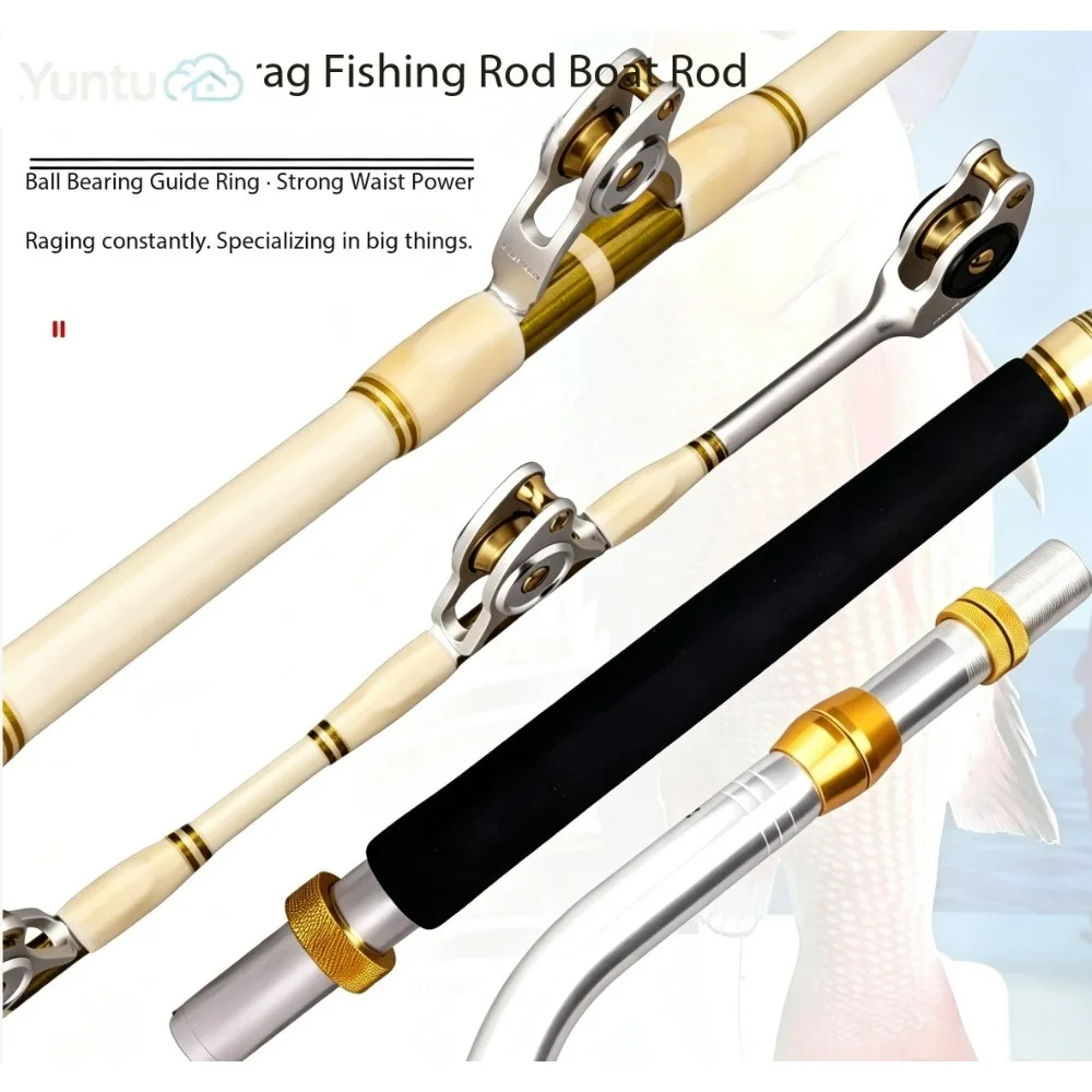 30LB  2.13m Bent Butt Saltwater Trolling Rod, Roller Guide Deep Sea Big Game Boat Rod for Tuna