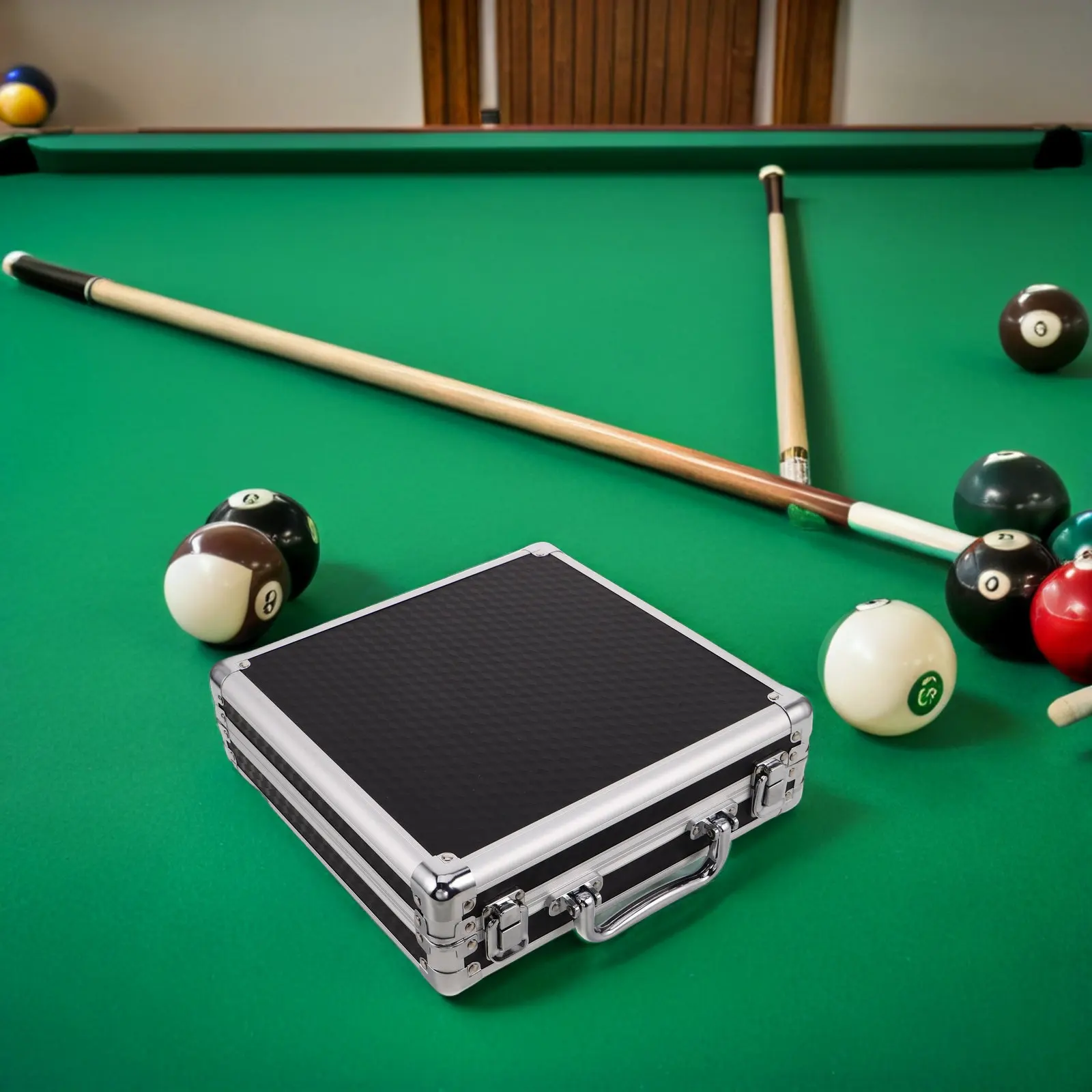 

Snooker Black 8 Ball Case Aluminum Billiard Ball Storage Box Portable Cue Case Professional Tournament Billiard Equipment