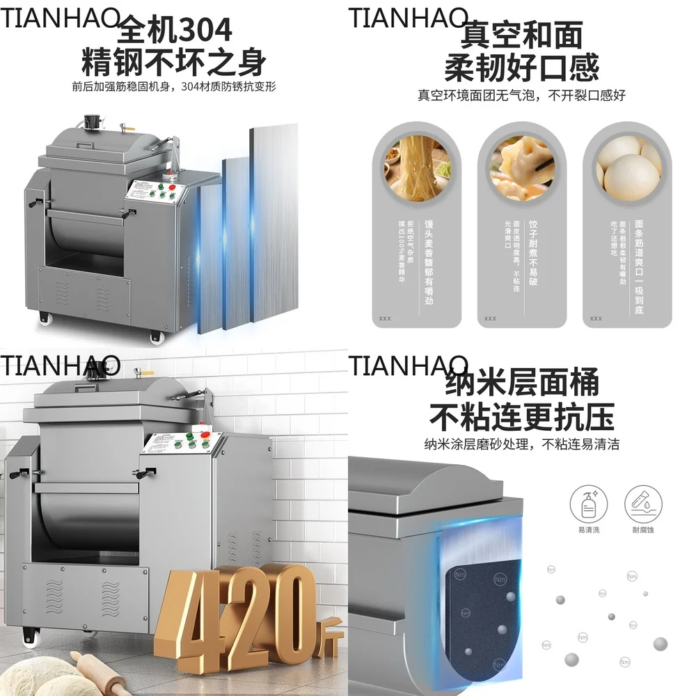 Commercial Automatic Dough Mixer Machine for Bread Bun Mantou Making with Large Capacity Dough Kneading and Rolling Function