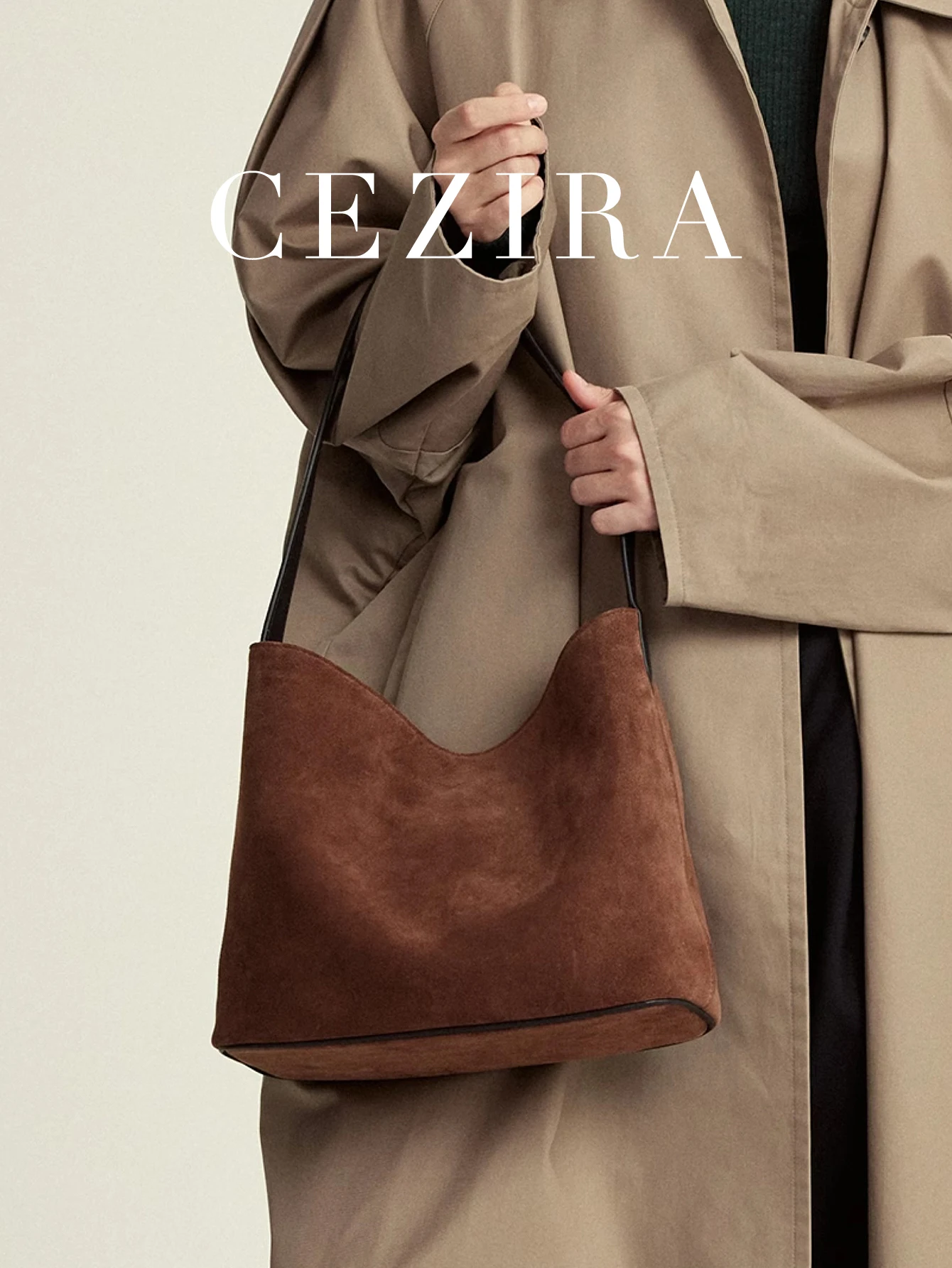 

Slouchy Casual Design Soft Faux Suede Fabric PU Vegan Leather Strap Patchwork Single Shoulder Bag Hobo Handbag for Women