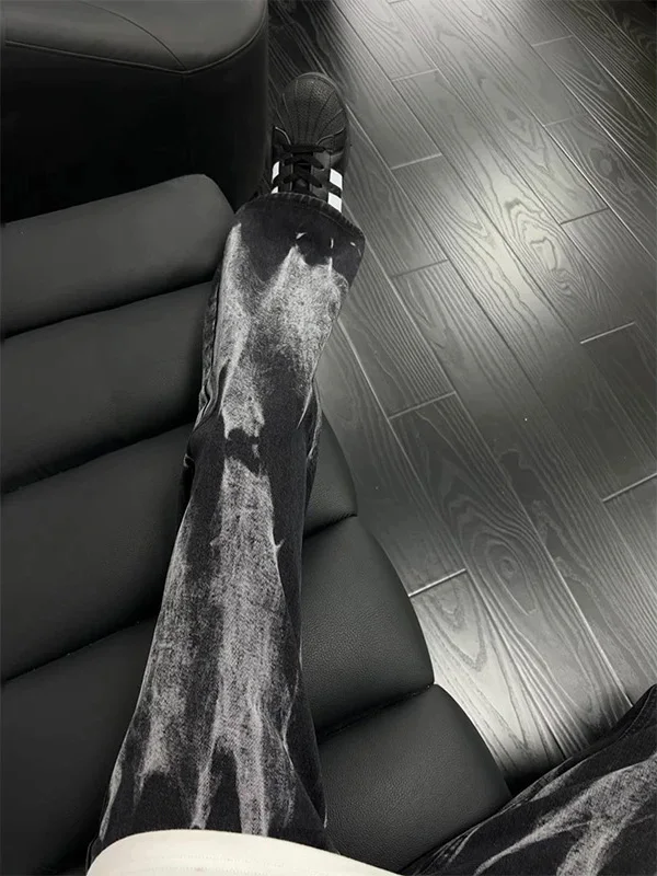 

American Dyed High Street Men's Jeans Summer Design Casual Thin Breathable Straight Leg Casual Pants Loose Fit Jeans