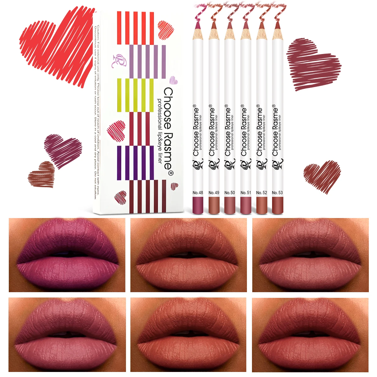 Set di 6 rossetti a lunga durata con matita professionale per labbra e lucidalabbra opaco per le donne, regali di San Valentino