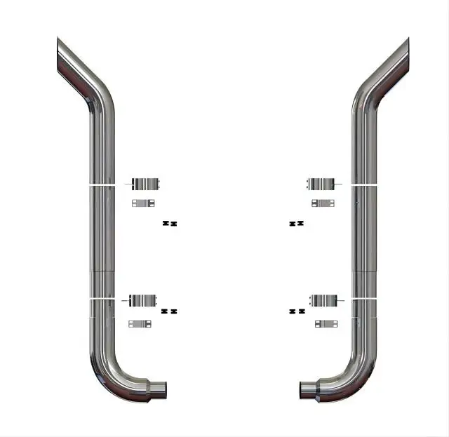 

Customized Truck Exhaust Kits 7inch To 5inch Bullhorn Exhaust Stack Kit For Peterbilt Kenworth Volvo