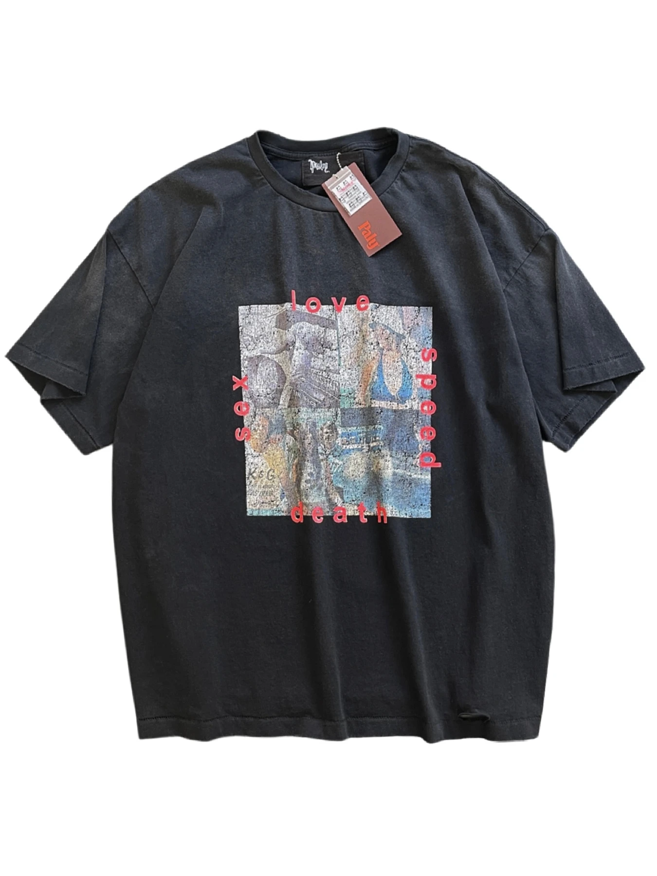 

Cra Print ort Sve Loose Fit Pure Cotton T-irt American Casual Jungle Pam Racing Car Trendy round Ne Top for Men