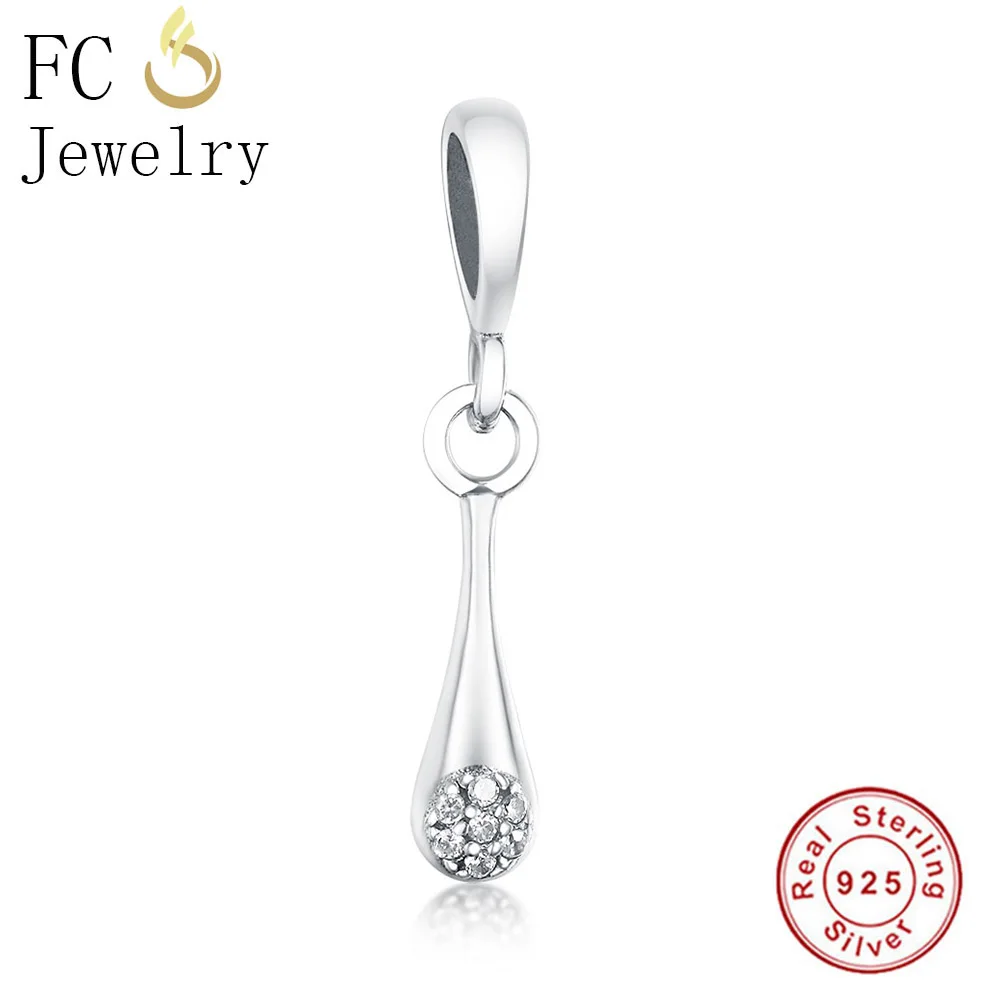 

FC Jewelry Fit Original Brand Charms Bracelet Bangle 925 Sterling Silver Water Drop CZ Crystal Bead Pendant Berloque DIY Making