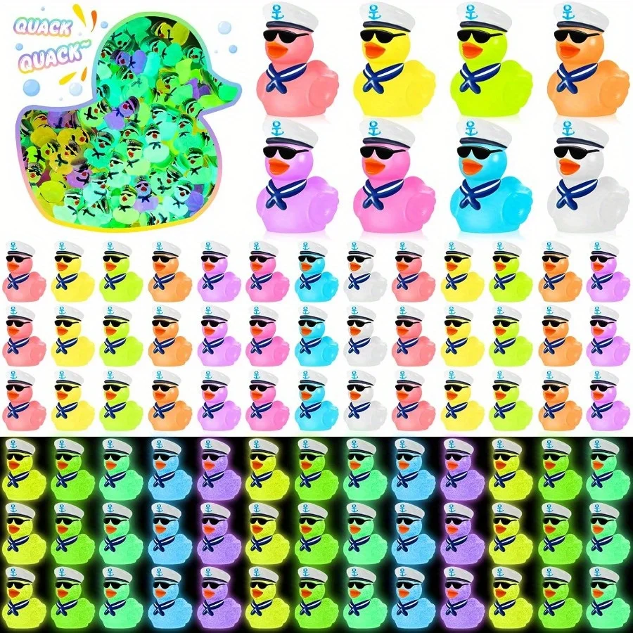 Multicolored Mini Resin Cruise Duck With Sunglasses, Glow In The Dark Tiny Colorful Sailor Resin Duck Random Colors
