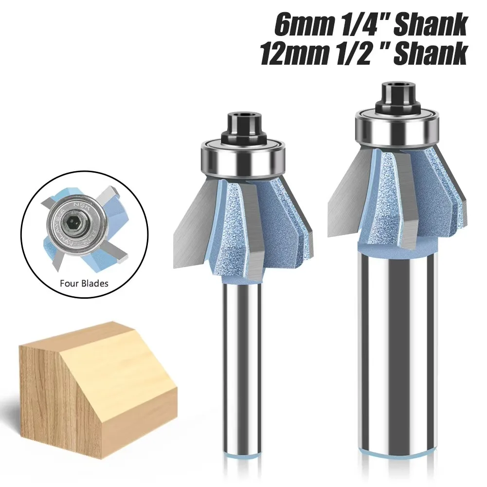 

1 шт. 60-градусная фреза Z4 с фаской, фреза с конической кромкой и верхним подшипником, режущий инструмент по дереву, деревообрабатывающий инструмент