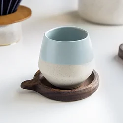 Minimalist Two-Tone Matte Glaze Ceramic Coffee Mug - Cream Blue and Australian White - 200ML Capacity Tea Cup for Coffee Lovers