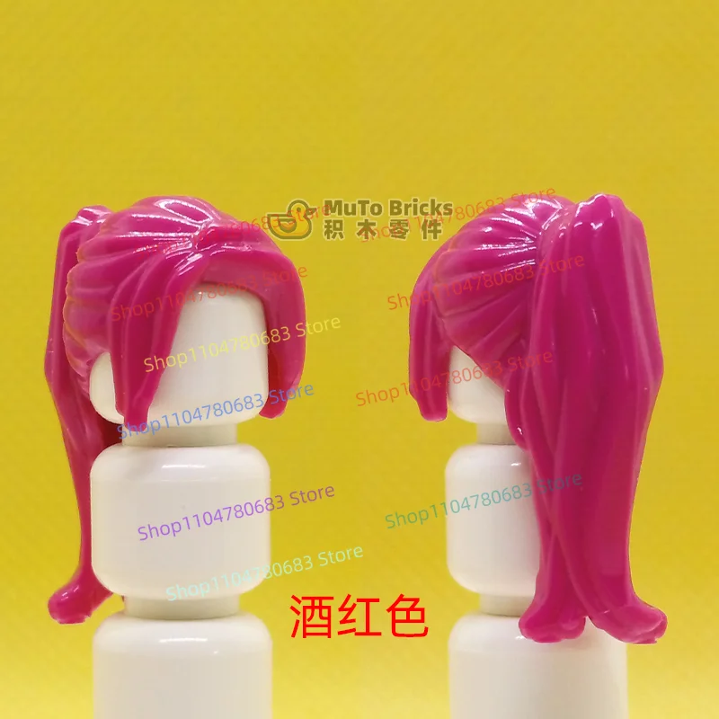 MOC اللبنات العسكرية طويلة ذيل حصان الشعر البسيطة الشكل التجمع نموذج عرض الكرتون أنيمي الملحقات لعبة هدية