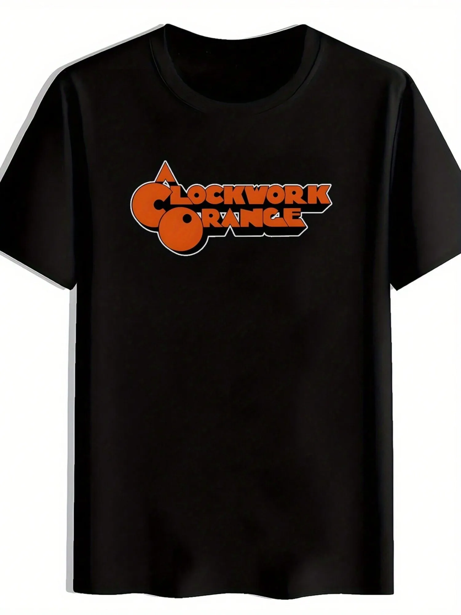 

Men's Black Casual Short Sleeve T-Shirt with Orange Circle Clockwork Orange Graphic Print