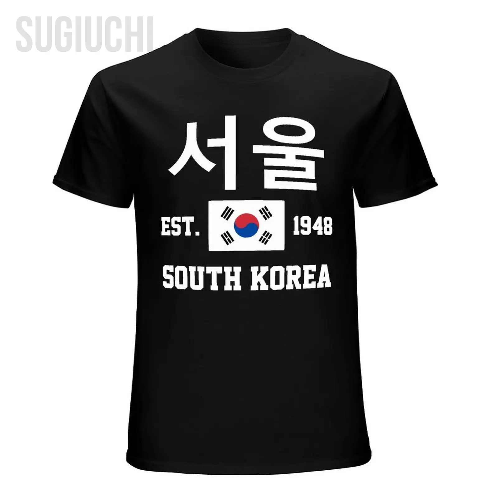 Flag of South Korea EST.1948 서울 Seoul Men Tshirt Tees T-Shirt O-neck T Shirts Women Boys Clothing 100% Cotton