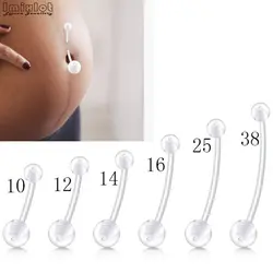 5pcs Acrylic Long Bar Navel Rings for Pregnant Women Flexible Clear Belly Piercing Retainer Plastic Pregnancy Belly Button Rings