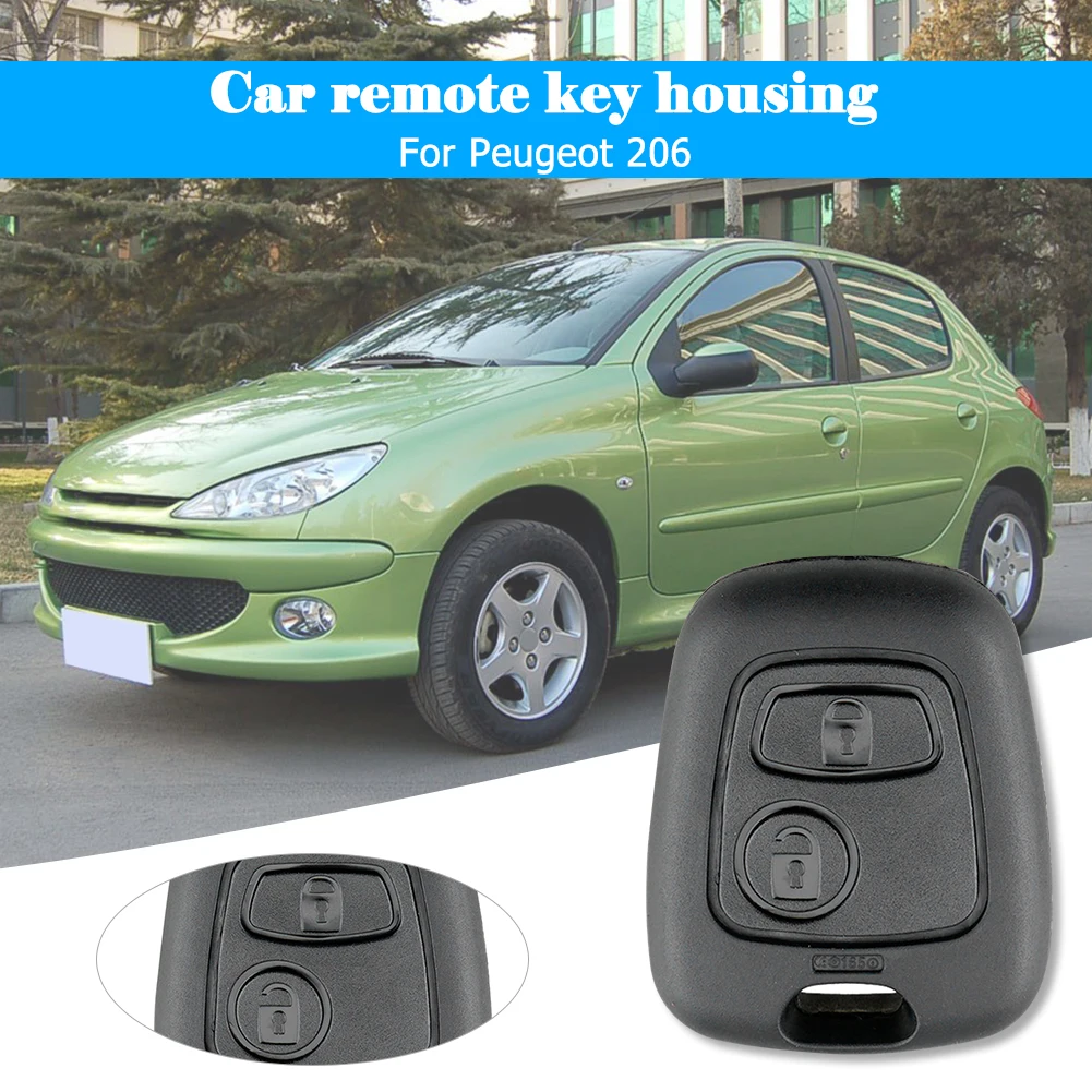 Cubierta de llave de coche remota ABS, carcasa de llave de botón reemplazable, almohadilla de botón de llave de coche anticolisión, resistente al desgaste para Peugeot 206