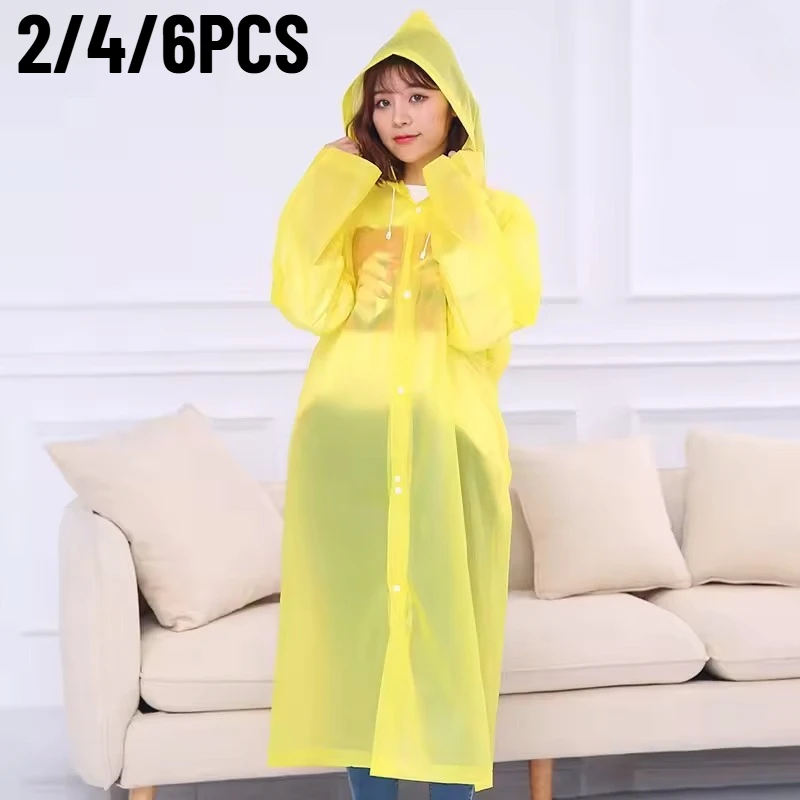 2/4/6PCS Einweg Neue Mode Wiederverwendbare Gelb Wasserdichte Regenmantel Outdoor Wandern Tragbare Notfall Erwachsene Poncho Regenmantel