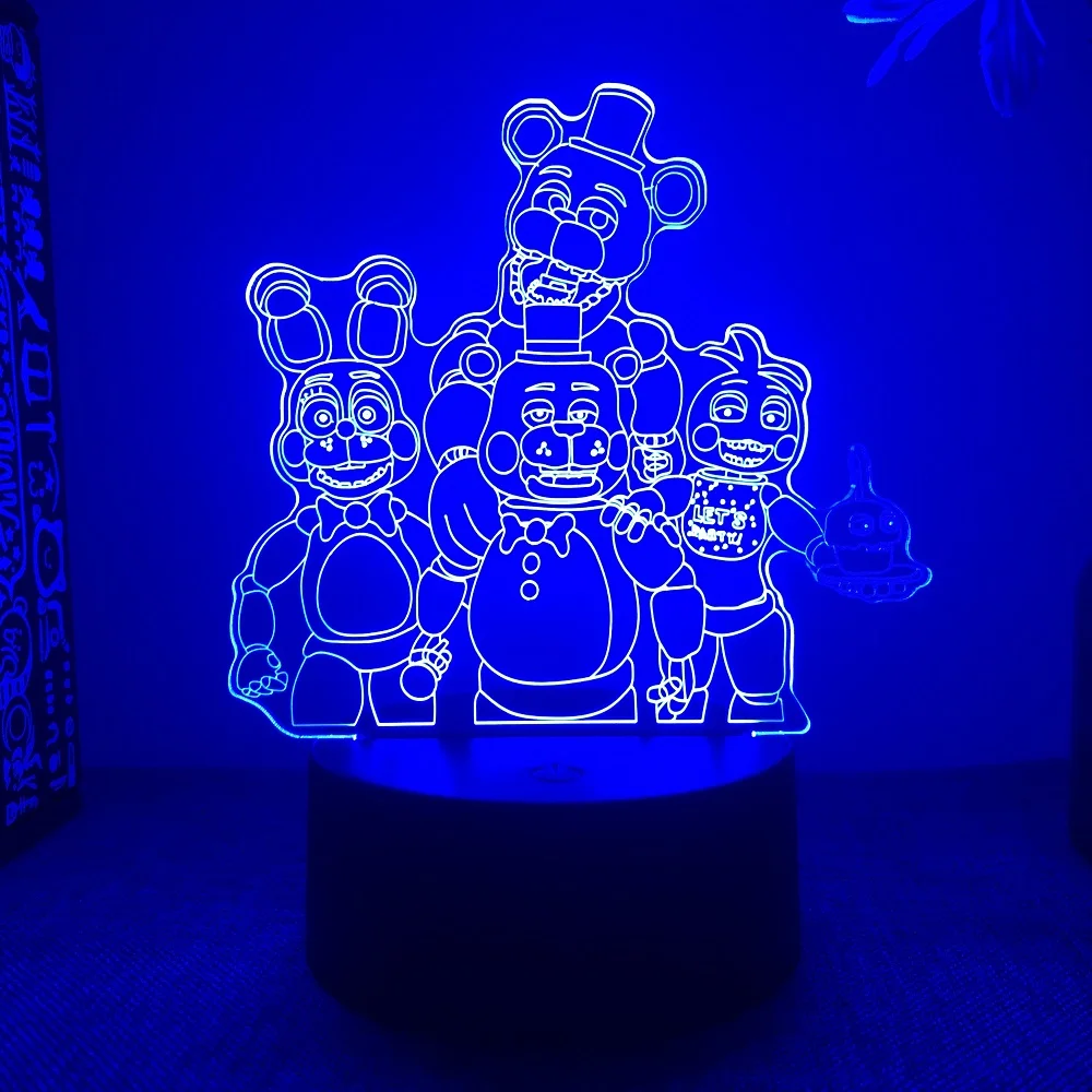 FNAF Freddy\'s 3D Acrylic Night Light with Remote Control 16 Colors Transform Bedroom Decoration Kids Game Fans Christmas Gift