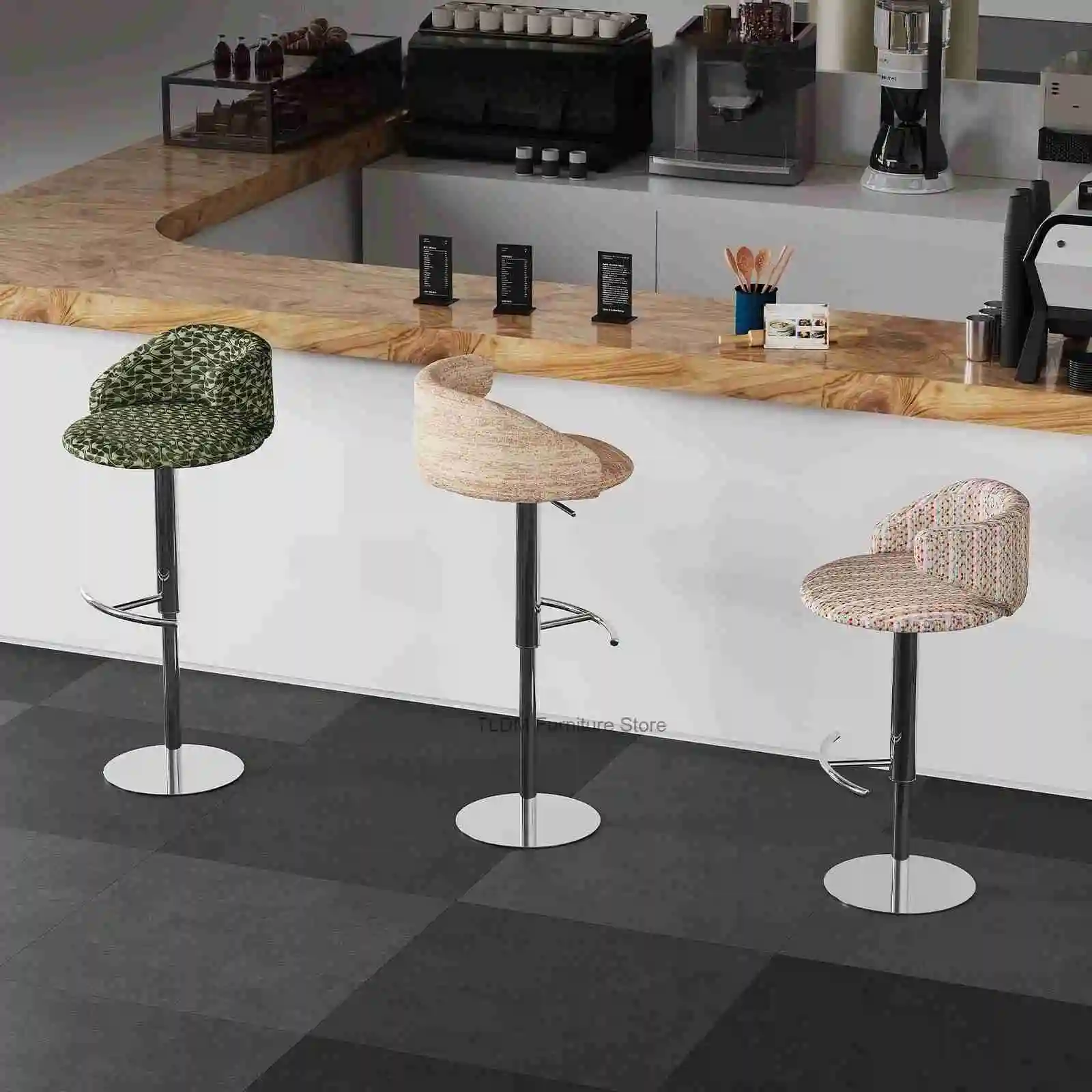 Adjustable Swivel Counter Stool, Italian Minimalist Designer Bar Chair, Creative High Chair for Kitchen Island & Reception