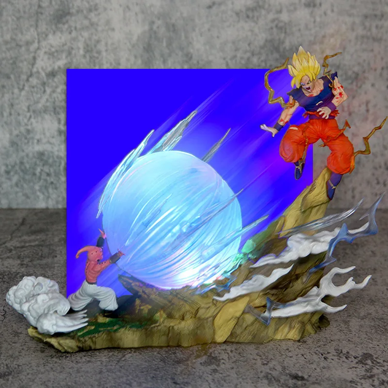 21cm Anime Dragon Ball Xiao Buou vs Wukong escena de batalla puede brillar modelo de mano ornamento estatua juguete figuras de acción Accesorios