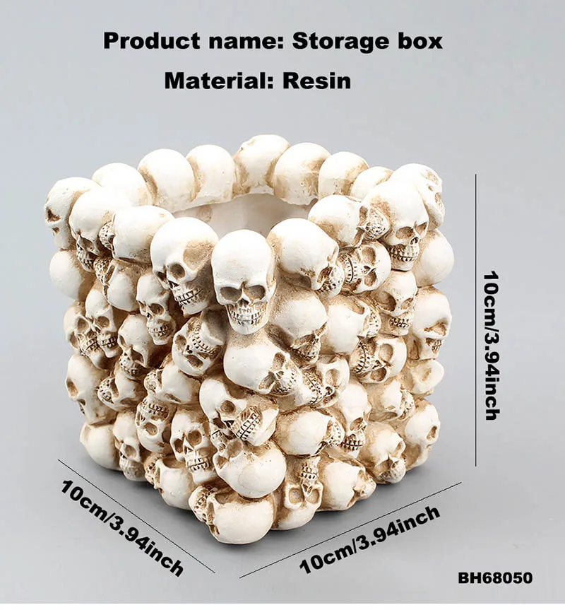Halloween Decoration Skull Pen Holder Gothic Makeup Accessories Pen Holder Desktop Storage Box Tools
