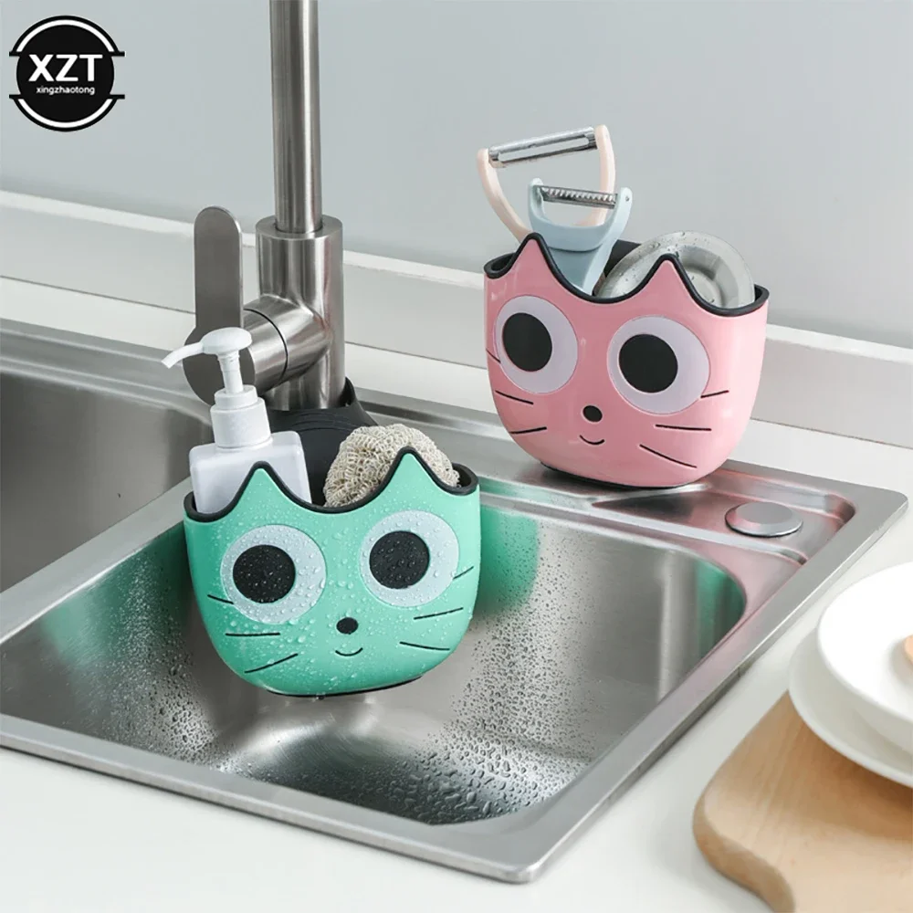 

1Pcs Cute Sink Faucet Sponge Holder Ajustable Hanging Basket for Soap Sponge Shelf Kitchen Bathroom Organzier Bag Soap dish