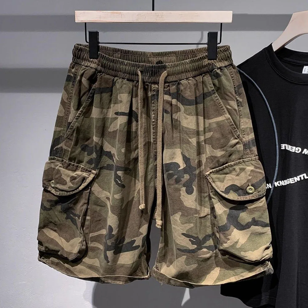 American Style Workwear Camouflage Shorts Mens Summer Outdoor Trend All-Match Leisure Multi-Pocket Shorts Loose Sports Pants