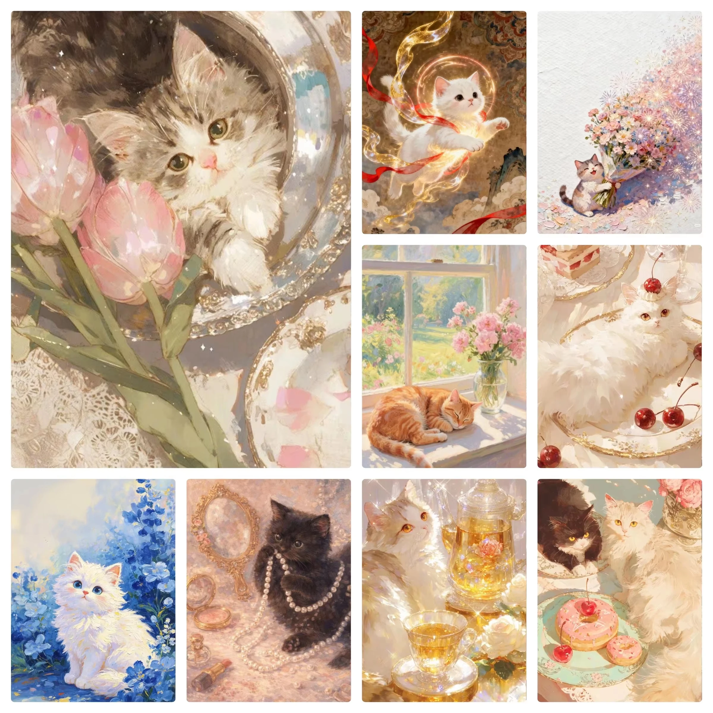 Ölgemälde nach Zahlen Set Niedliche Katze Tier Malen nach Zahlen Leinwand DIY Bilder nach Zahlen Heimdekoration Kunstgeschenk