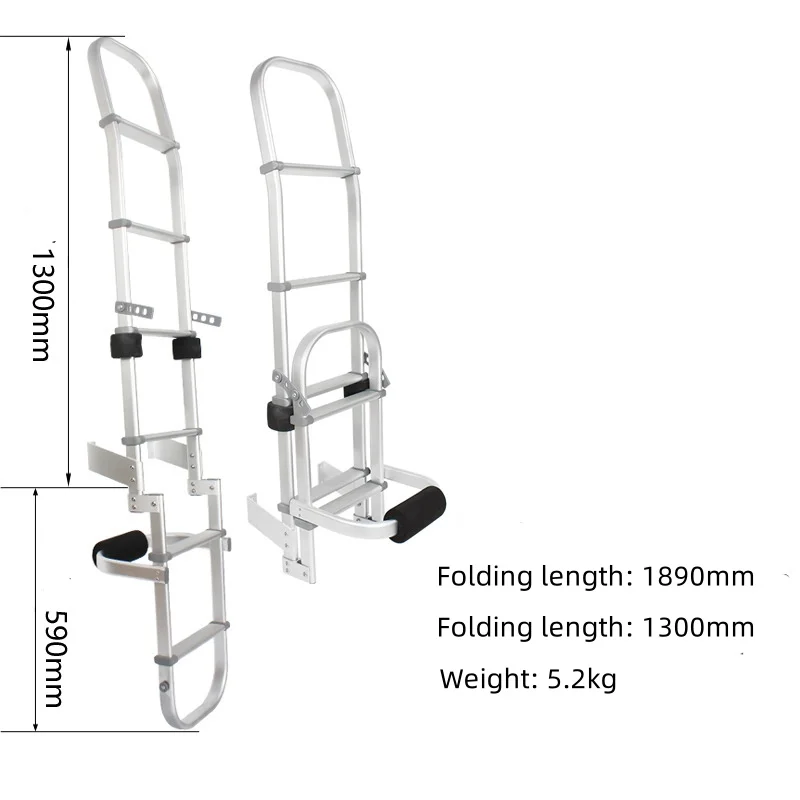 RV Aluminum Alloy RV Rear Climbing Ladder Multi-purpose Folding Ladder Outdoor Anti-skid Mounting Ladder Suitable for Caravan