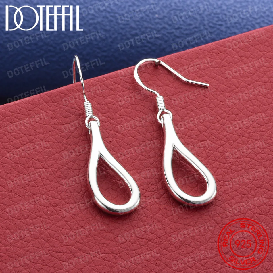 925 Sterling Silver Delicate Openwork Teardrop Earrings for Women, Fashionable Wedding Party Gift Jewelry