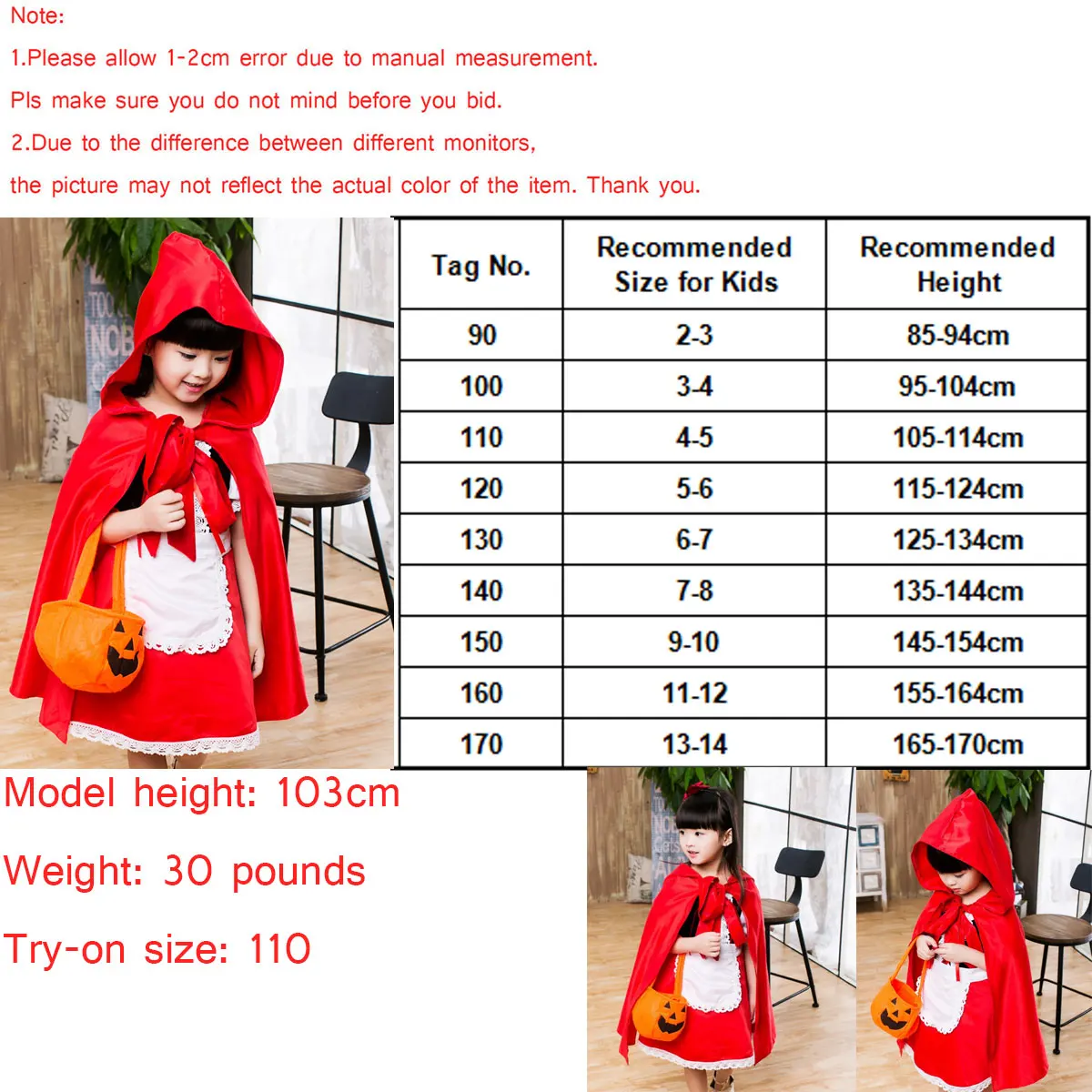 2022 Rotkäppchen Kostüm Cape Halloween Capelet Cosplay Prinzessin Mantel für Fantasia Party Mädchen Fancy Dress Up Mantel