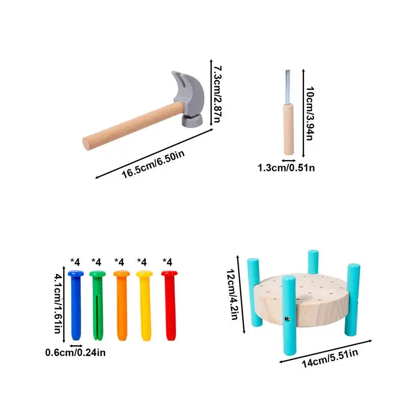 Workbench Pounding Hammer Toy STEM Educational Preschool Learning Toys Tap Hammer Toy Wooden Montessori Early Developmental