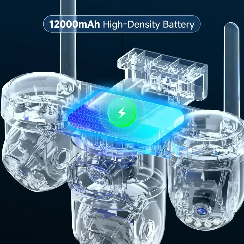 20MP 4G LTE Solar Powered PTZ Camera Outdoor 360° Pan Tilt 12X Optical Zoom IP66 Waterproof 16W Surveillance CCTV IP Camera