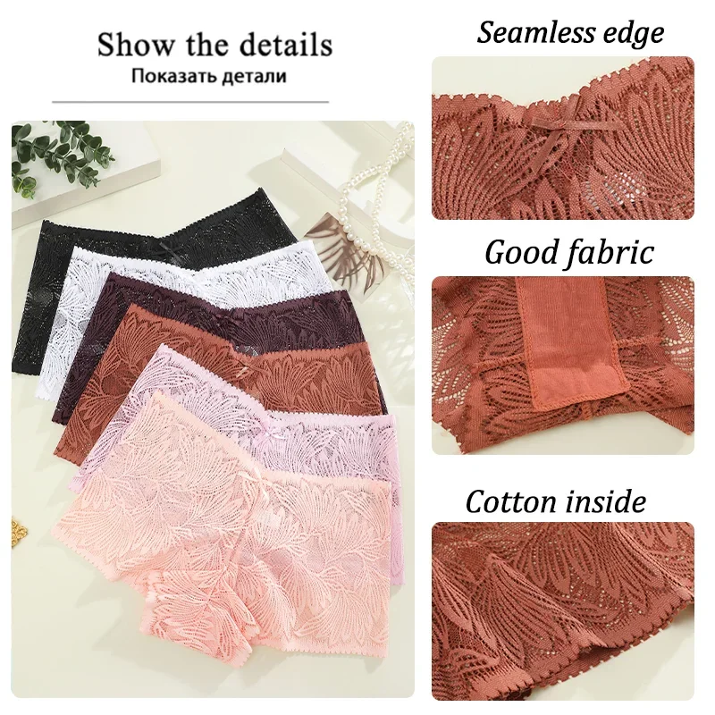 3Pcs Women's Seamless Lace Briefs Women Plus SizePanties Solid Color Breathable Underwear Female Low Waist Soft Lingerie S-XL image 5