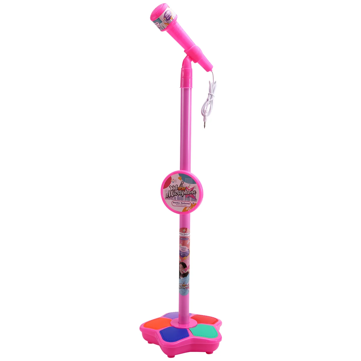 Kids Microphone with Light Stand Toy,Height-Adjustable Microphone,Brain-Training Educational Toys Birthday Gift Pink