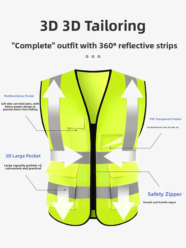 Breathable Mesh Reflective Safety Vest Summer Construction Worker High Visibility Protective Clothing Safety Jacket Vest