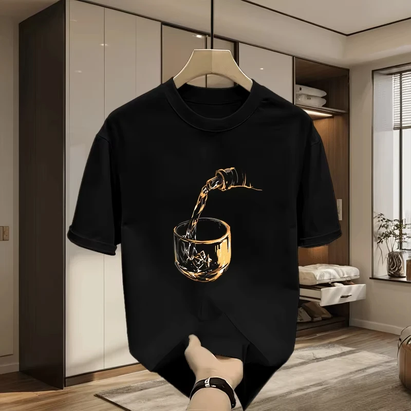 

Super Handsome Pure Cotton Printed T-shirt Heavy Short Sleeve Men's Trendy Brand Pure Cotton Printed T-shirt Summer Short Sleeve