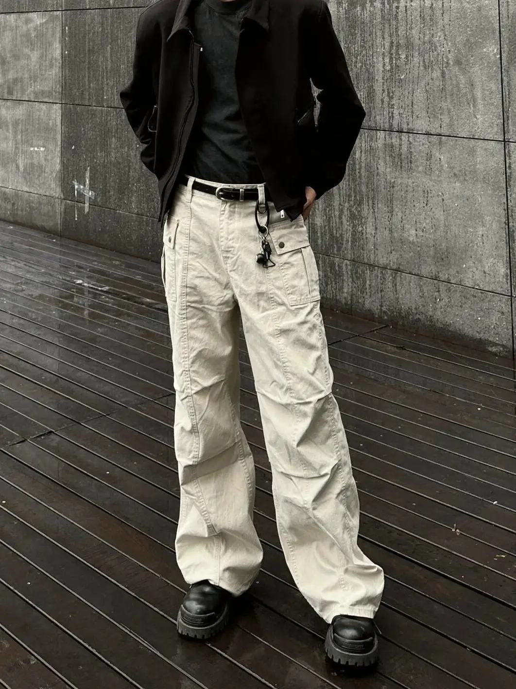 

Мужские рабочие брюки Cleanfit в американском ретро-стиле, свободного кроя, цвета абрикос, с множеством карманов, прямые, зауженные, для отдыха