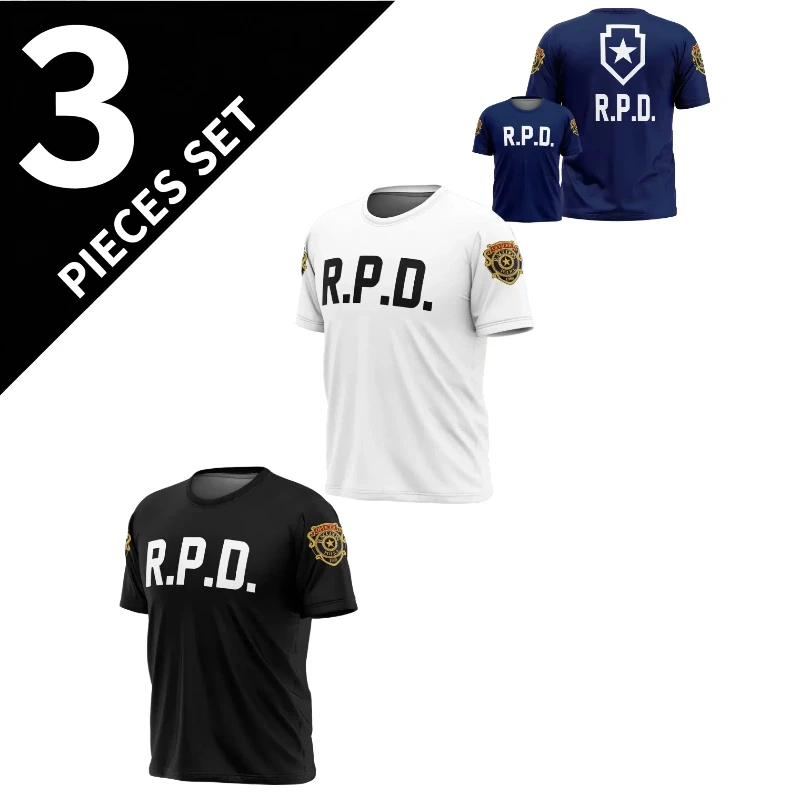 Resident Evil Police Station 3D Printed T-shirt Sports Quick-dry Breathable Game Cosplay Outdoor Short Sleeve Tops Tees Unisex